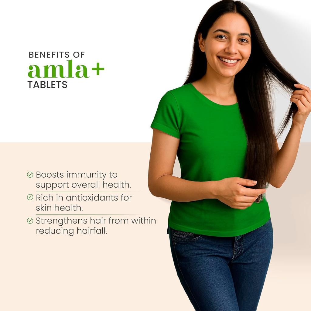 Vedistry Amla+ Tablets 60 Tablets X Pack of 3 | Immunity Energy Booster with Vitamin C for Hair Skin Anti-Ageing Wellness