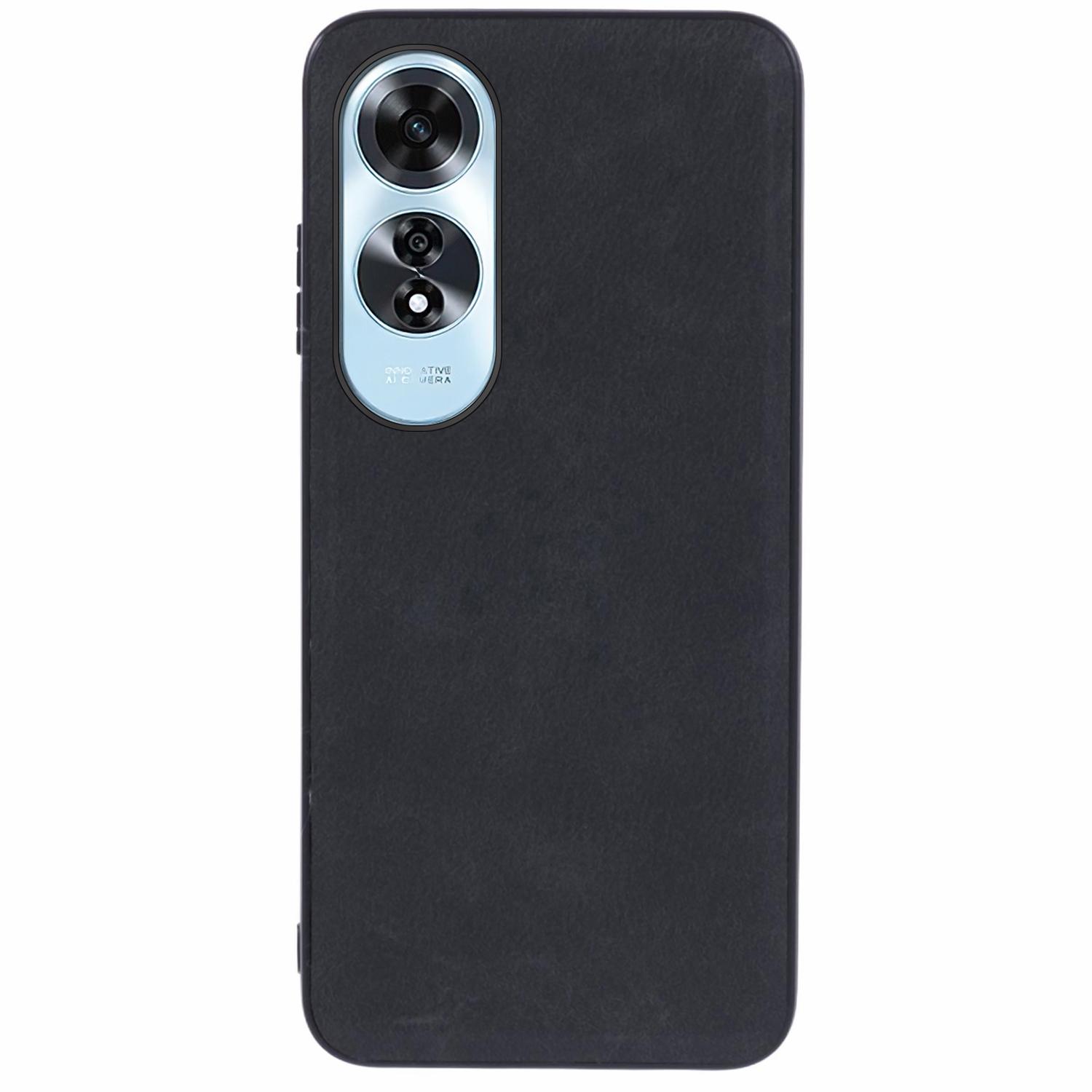 

For Oppo A60 4G Case Retro PU Leather Slim Back Cover Black