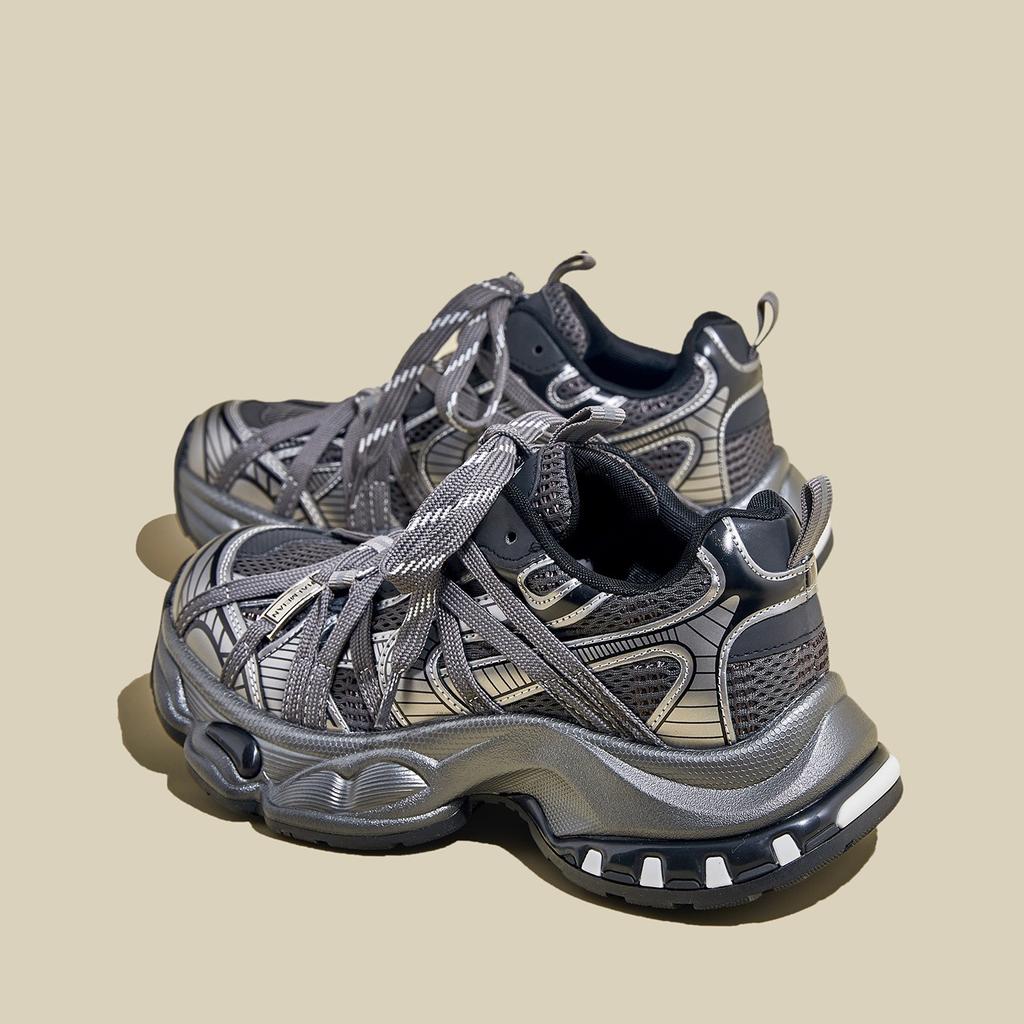 Leather popular dad shoes women's thick-soled 2025 autumn new soft-soled breathable lightweight versatile sports and leisure shoes