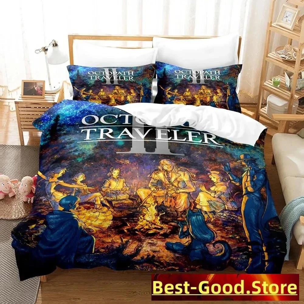 

Comforter Octopath Traveler Bedding Set Single Twin Full Queen King Size Bed Set Adult Kid Bedroom s Anime Parure De Lit Bed Comforter (quilt)-EU Single(135*200cm)3pcs