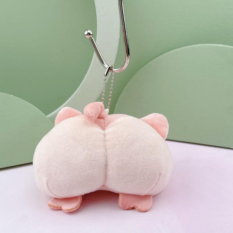 Kawaii Cat Dog Buttocks Plush Keychain Cute Soft Animal Backpack Pendant Lovely Soft Fidget Toy Reduce Stress Doll Birthday Gift