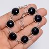 Excellent Top Grade Qualite 100% Natural Black Onyx Round Shape Ethnic Style Handmade Jewelry 925 Steling Silver Bracelet 6-8" WSJ-5198