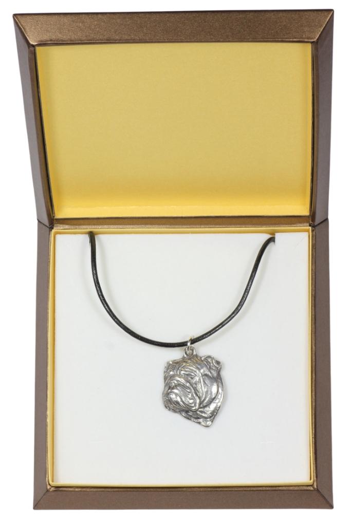 

Bulldog, English Bulldog, British Bulldog II - Dog necklace in gift box, silver-plated locket for dog fan, striking pendant by Art-Dog brand срібний