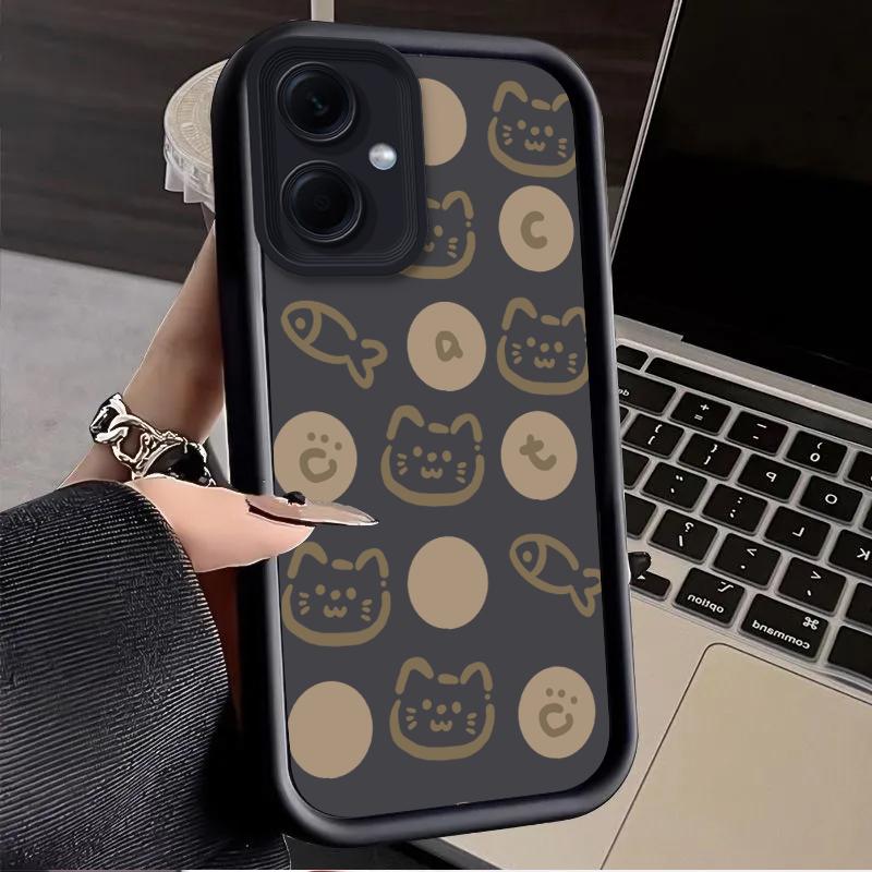 Cartoon Cat Fish Dot Print Case for Xiaomi Redmi Note 14 13 12 Turbo 11S 4G 11 10 Pro Plus 9 14C 13C 12C 9C A2 A1 Cover Funda