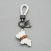 1PC Mini French Bulldog Keychain - Leather & Braided Rope Anti-lost Puppy Pendant, Cute Auto Car Key Accessory