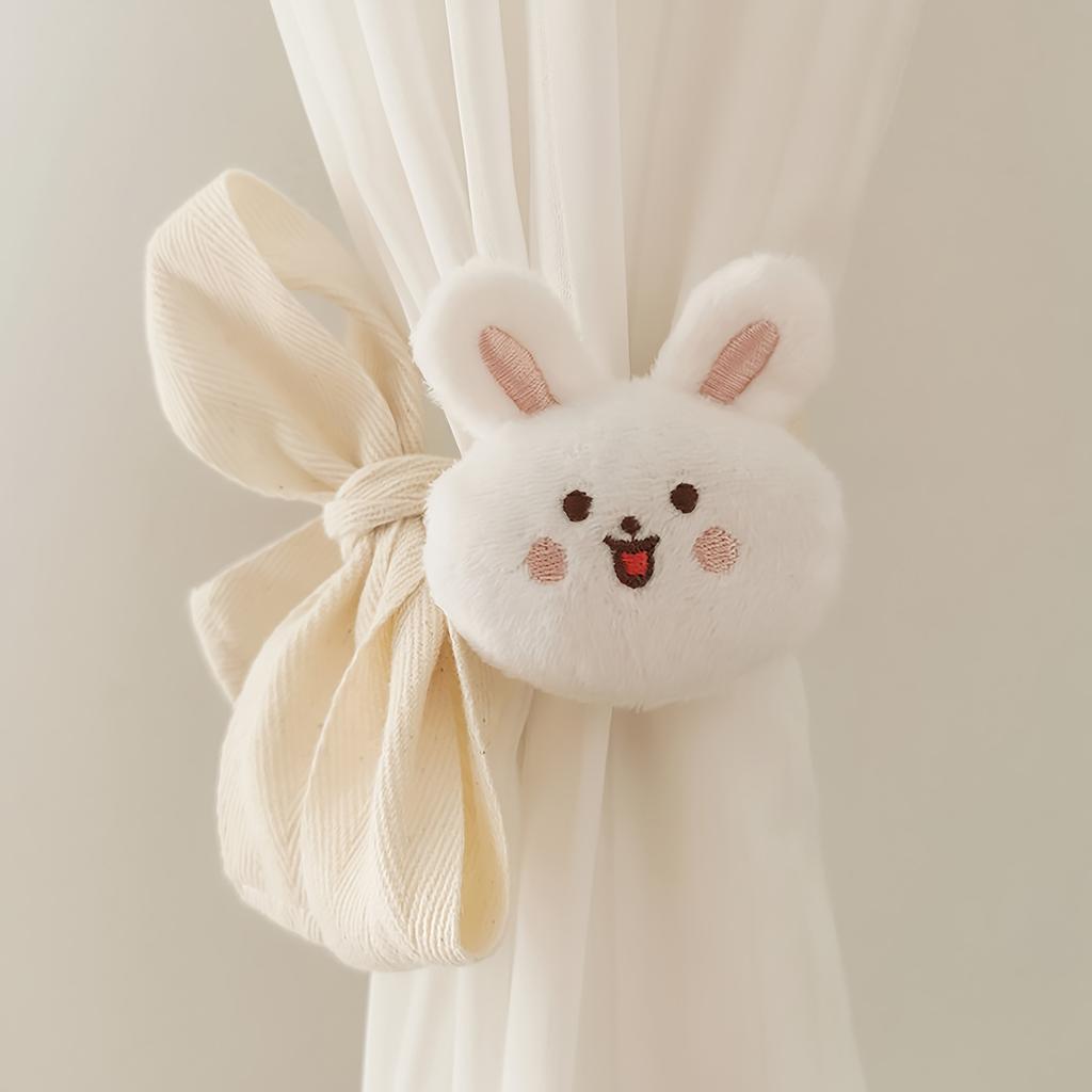 2pcs Modern Polyester Curtain Tiebacks, Adjustable No-Drill 3D Cartoon Animal Design, Creative Window Drapery Holdbacks for Living Room Decor