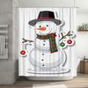 Tuniu Cute Snowman Winter Holiday Bathroom Shower Curtain Festive Christmas Decor Set Waterproof Fabric