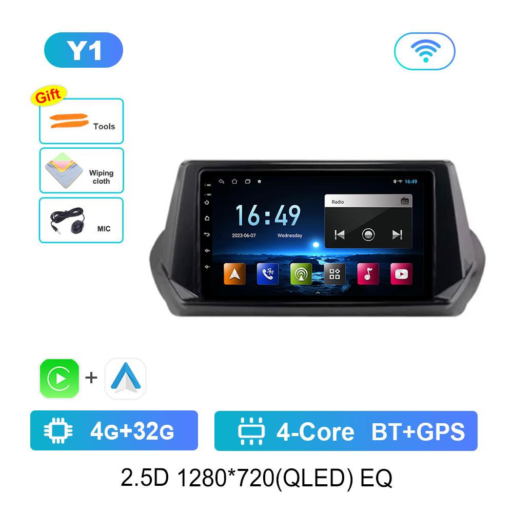 DSP Stereo Car Radio Multimedia player for Peugeot 2008 208 2019 - 2022 Navi GPS QLED Touch Screen WiFi Android 14 Bluetooth