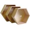 5 blocs de 3 étagères hexagonales en bois