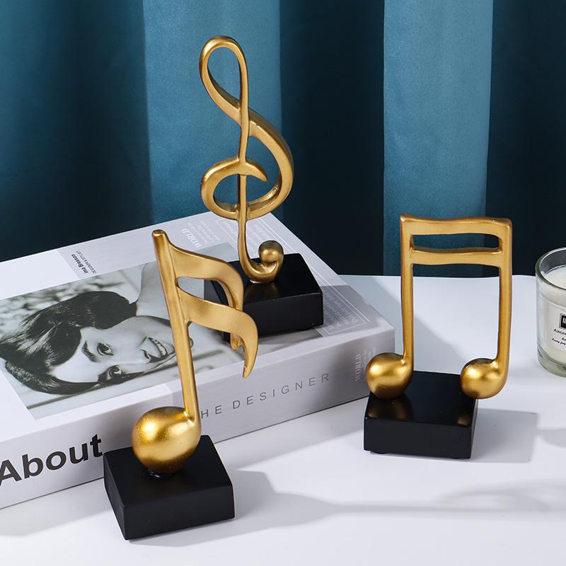 3-Piece Set of Musical Note Sculptures, Resin Figurines Decoration, Home Decorative Ornaments for Bedroom, Study, and Office