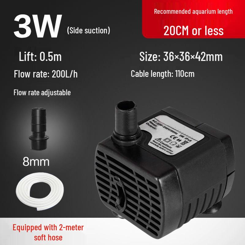 Goldfish Tank Mini Silent Submersible Pump for Rockery Waterfall, Fountain, and Circulation Filter.
