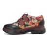 Johnature Retro Women Flats Shoes Genuine Leather Patchwork Printed Round Toe Comfortable Casual Platform Shoes