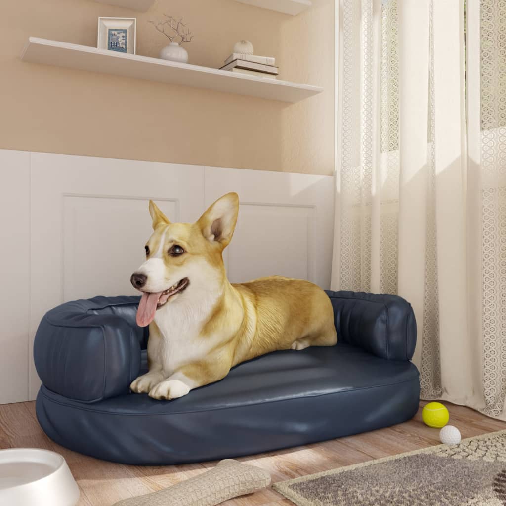 Satın alın Ergonomic Dog Bed Foam Dark Blue 60x42 cm Faux Leather Joom