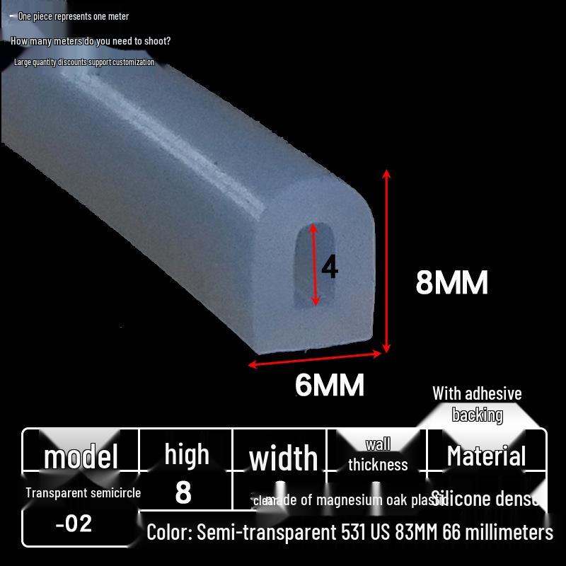 Kendinden Yapışkanlı Silikon D Şekilli Sızdırmazlık Şeridi: Yüksek Sıcaklığa Dayanıklı, Darbe Emici, Ses Yalıtımlı, Şeffaf Kapı ve Pencere Contası.