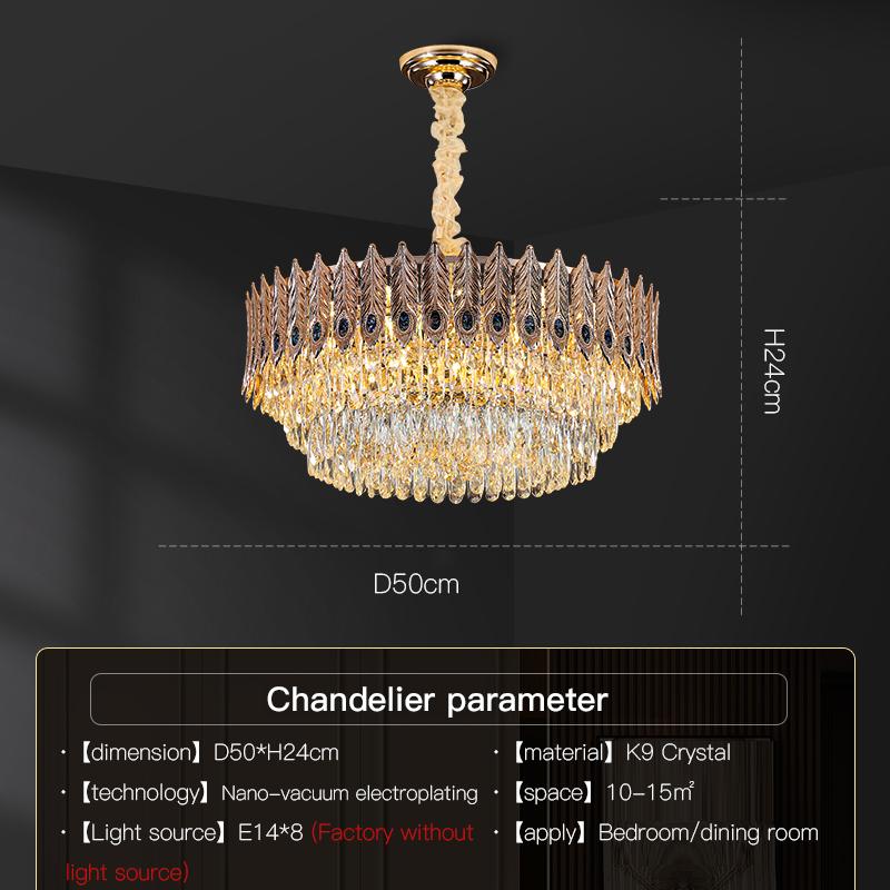 Light Luxury Style Crystal Chandelier, Post-modernist, Simple, for Living Room, Villa, European Bedroom, Restaurant, Crystal Lamps