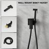 Matte Black Solid Brass (Copper Core) Handheld Bidet Sprayer - Wall-Mounted Health Faucet with Hose & Holder