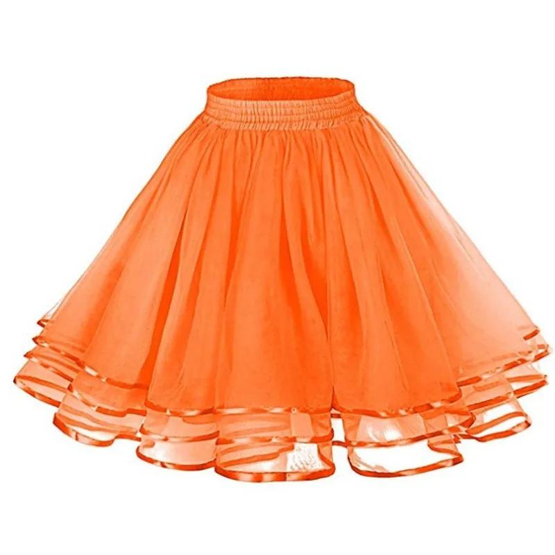 Women Petticoat Tutu Under Skirts Crinoline Three Layers Ribbon Gauze Tulle Skirt Vintage Bridal Slips Rockabilly
