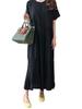Over the Moon Comfortable Slimming Tiered Short Long Length Women's Dress, Sleeve, Maternity, (L, Black)