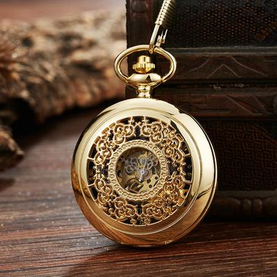 New Classic Skeleton Men's Watch Automatic Mechanical Pocket Watch Flip Retro Gold Men's and Women's Antique Gift Watch