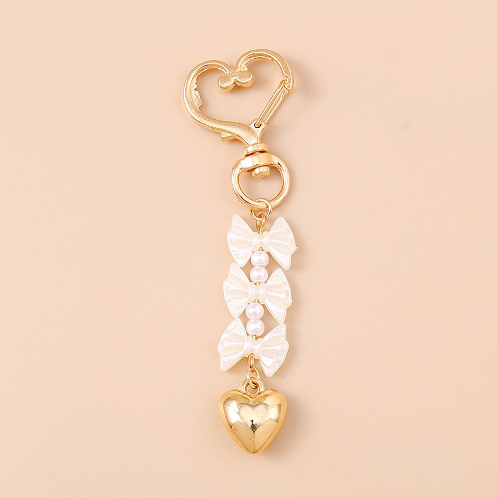 

Cute Crystal Love Heart Keychain Women Girls Pearl Key Ring Pendants Handbag Decor DIY Handmade Jewelry Gifts