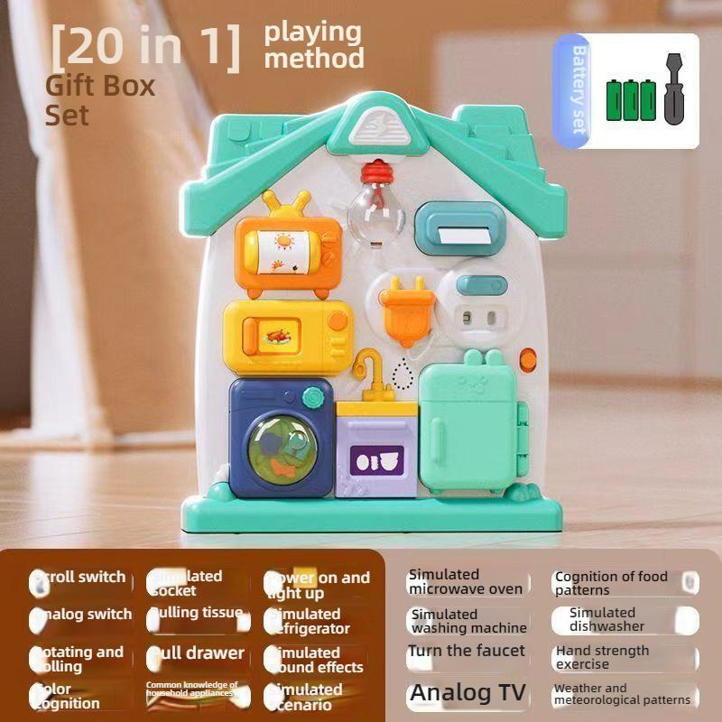 

Busy Board Baby Sensory Teaching Aids Baby Children 1-3 Years Old Montessori Early Education Puzzle House Fine Movement Baby Toys Ordinary battery set B