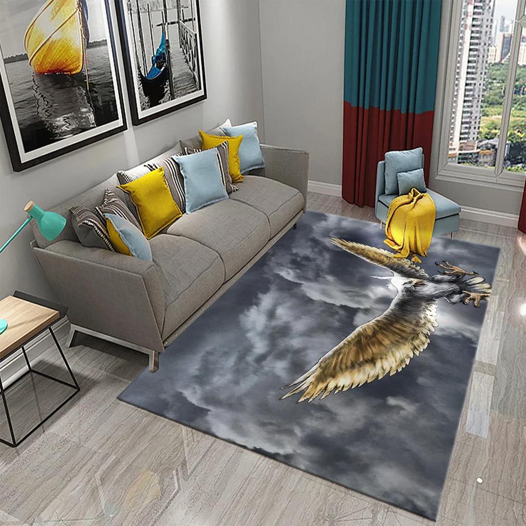 Dywan z Orłem 3D Dywan ze Wzorem Drapieżnego Zwierzęcia Dywan do Salonu na Sofę Dywan do Łazienki Antypoślizgowy Dywan do Sypialni Dywan do Kuchni Dekoracyjne Dywany Strefowe