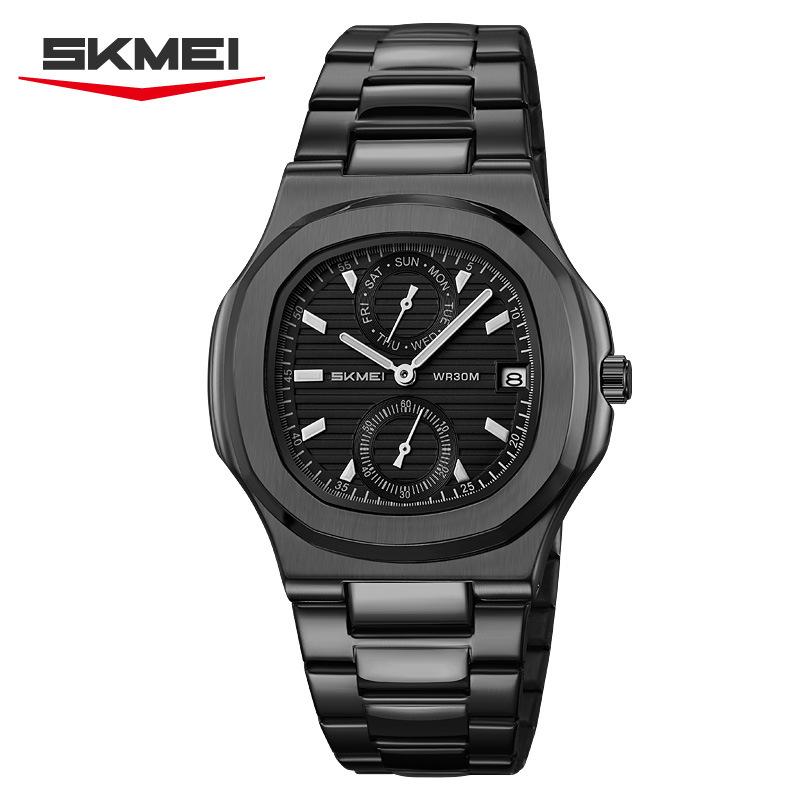 Pánské kalendářové hodinky Vodotěsné pánské náramkové hodinky Nerezová ocel Pánské quartzové hodinky Ležérní hodiny Uhren Montre