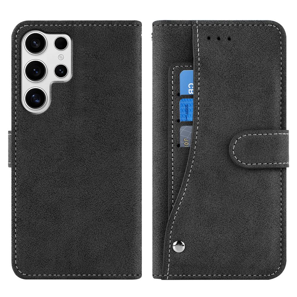

For Samsung Galaxy S24 Ultra Case Retro PU Leather Wallet Phone Cover with Rotating Card Slots Holder