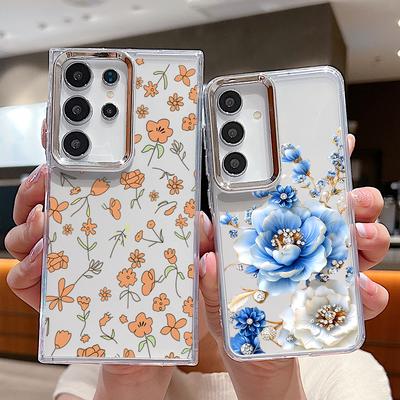 Little Floral Pattern Case For Samsung S26 S25 Ultra S24 FE S23 Plus S22 S21 A15 A16 A17 A35 A36 A37 A54 A55 A56 A57 5G Plating Lens Soft Cover