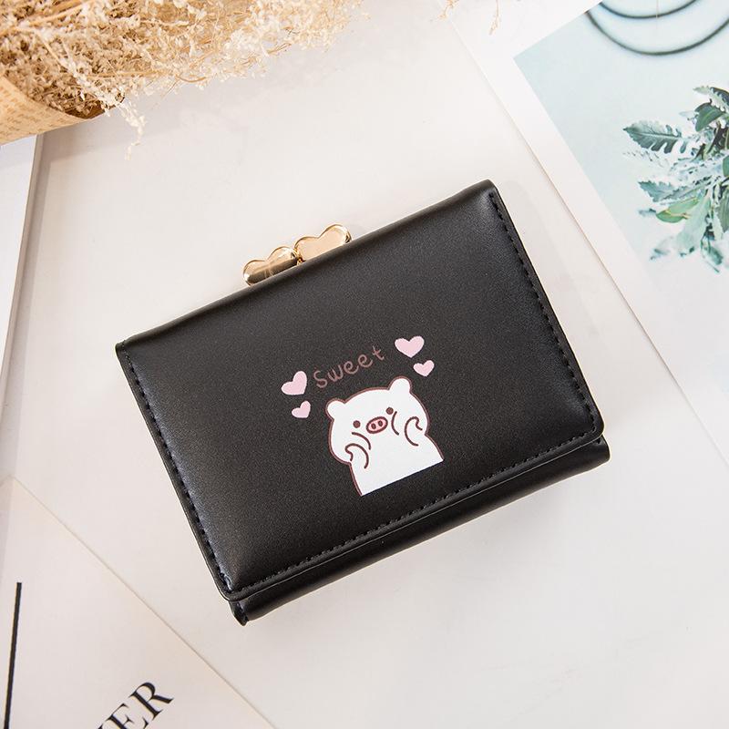 Newest Simple Folding Wallet Student Cute Cartoon Card Clip Coin Purse Female Short Money Clip Coin Bag Wallets For Women Sac 1660₽
