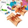 50pcs Kraft Paper Pillow Shaped Wedding Birthday Party Gift Box Portable Exquisite Candy Box