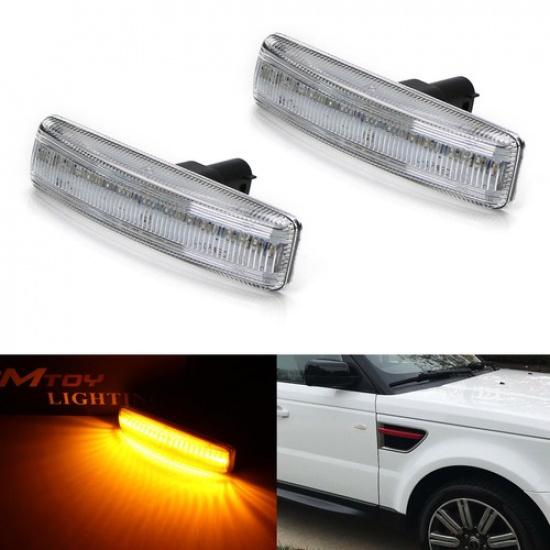 

Clear Lens Amber LED Side Marker Lights For Range Rover Sport Discovery LR3 LR4