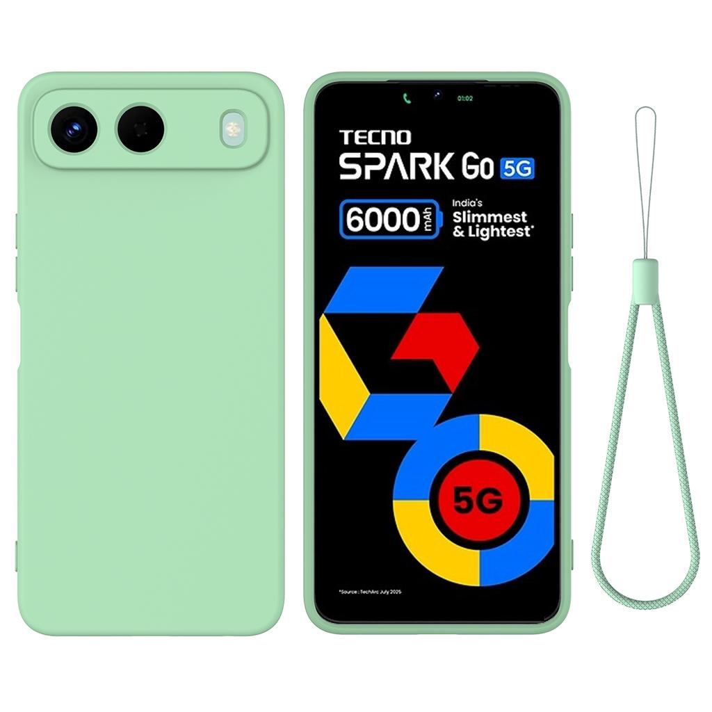 For TECNO Spark 40 5G Liquid Silicone Case Phone Back Cover with Hand Strap
