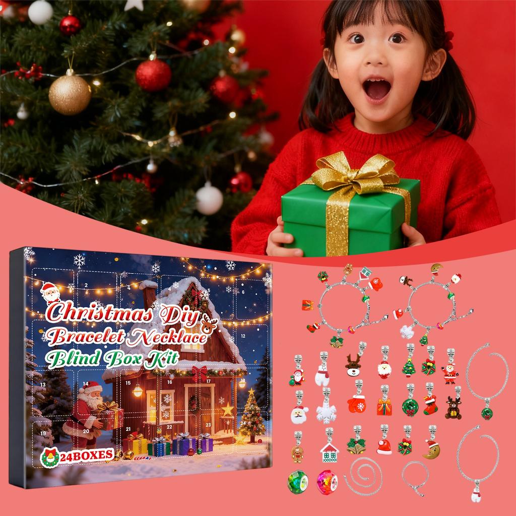 24-panel Christmas DIY Bracelet And Necklace Box, Festive Atmosphere, Fun And Creative Small Jewelry Set.
