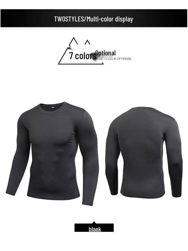 Men's Solid Color Long Sleeve Compression Sport Shirt - Sweat-Wicking, Quick-Drying, Elastic Fitness Running Top