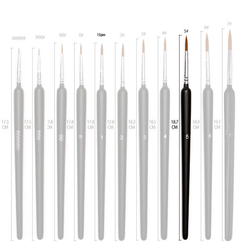 Set Pennelli Liner Triangolari Pelo di Lupo - Set da 11 Pezzi Pennelli Ultra-fini in Nylon per Acquerello e Contornatura