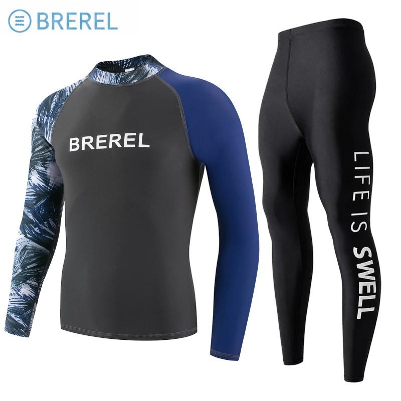 Mens Long Sleeve Rash Guard UV Protection Quick Dry Swimwear Snorkeling Surfing Diving Pool Spa