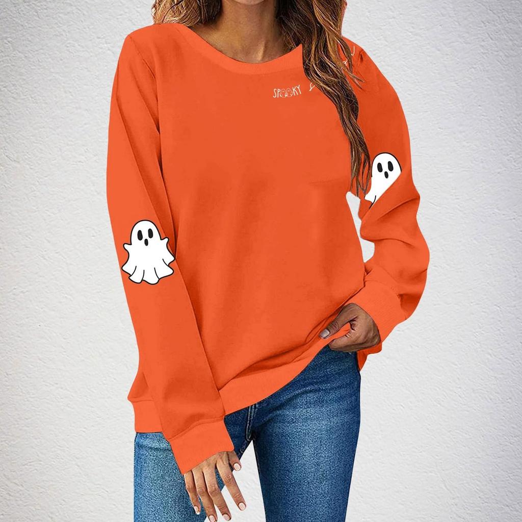 Women's Casual Fashion Print Long Sleeve O-Neck Sweatshirts Pullover Top Blouse