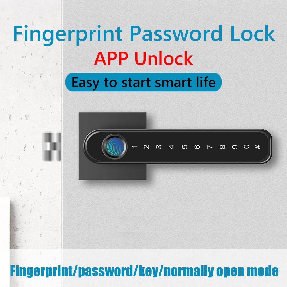 Fingerprint Password Door Lock TTLock App Control Biometric Lever Handle Lock Electronic Door Locks for Home Office with Keys