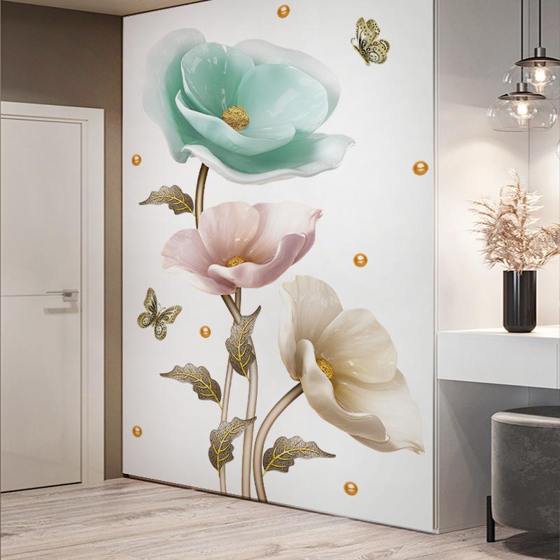 Orchid Wall Stickers DIY Decoration Living Room Home Decor Flowers Bedroom Art Decals