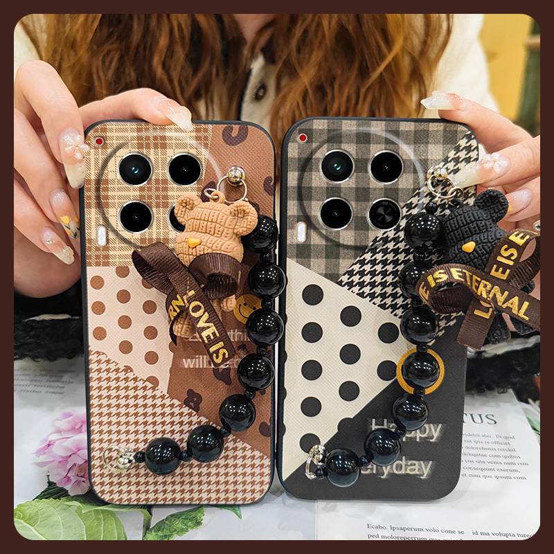Soft Case Black Pearl Pendant Phone Case For Tecno Camon30/4G/5G/CL6/CL7 Silicone Dirt-resistant Protective Case Cartoon