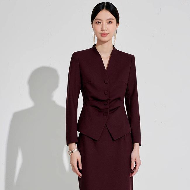 Aishangchen Women's Red Classic High-End Suit Set for Autumn/Winter Commute and Workwear