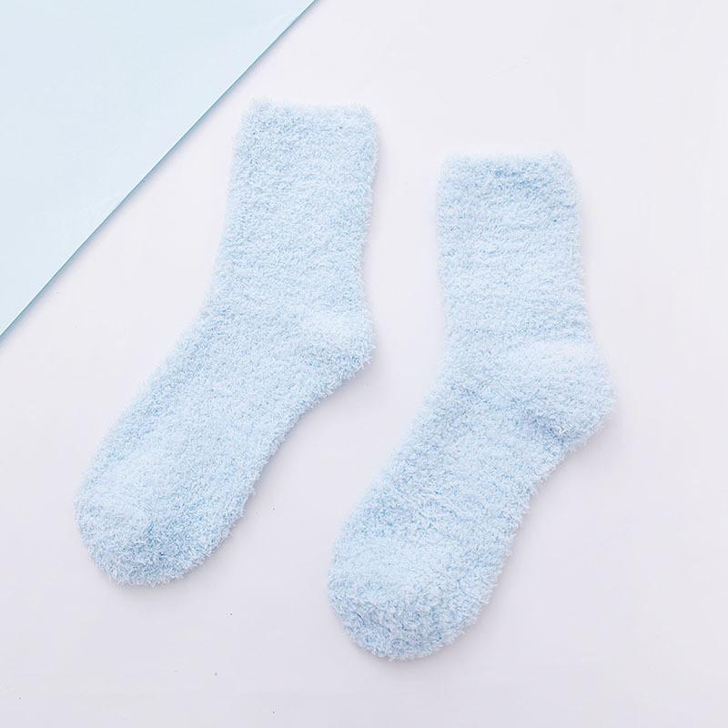 Women's Candy Color Coral Velvet Mid-Calf Socks - Thick, Warm, and Cozy for Autumn and Winter