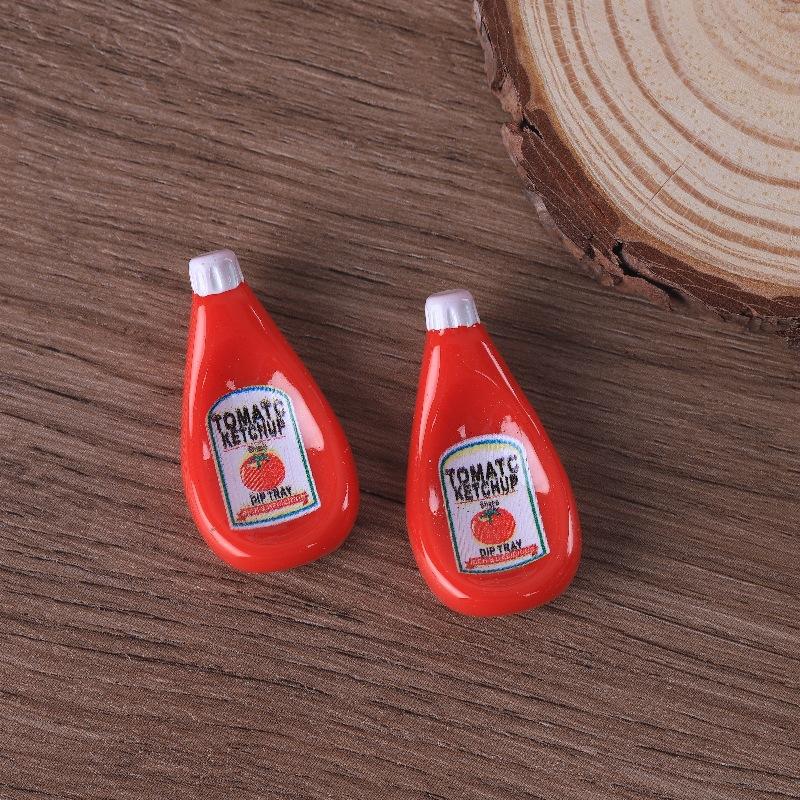 

Creative simulation tomato sauce flat bottle DIY refrigerator sticker handmade material resin jewelry accessories красный