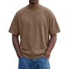 Herren Schwarzes gewaschenes Rundhals-T-Shirt Lockere Passform Kurzarm Lässiges einfarbiges Oberteil