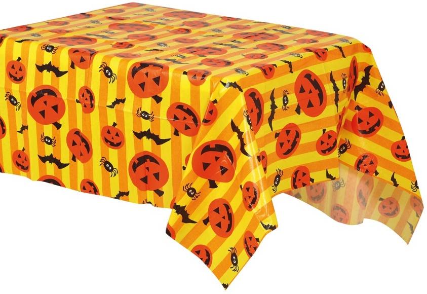 Halloween Foil Tablecloth Pumpkins Spiders 132x178cm