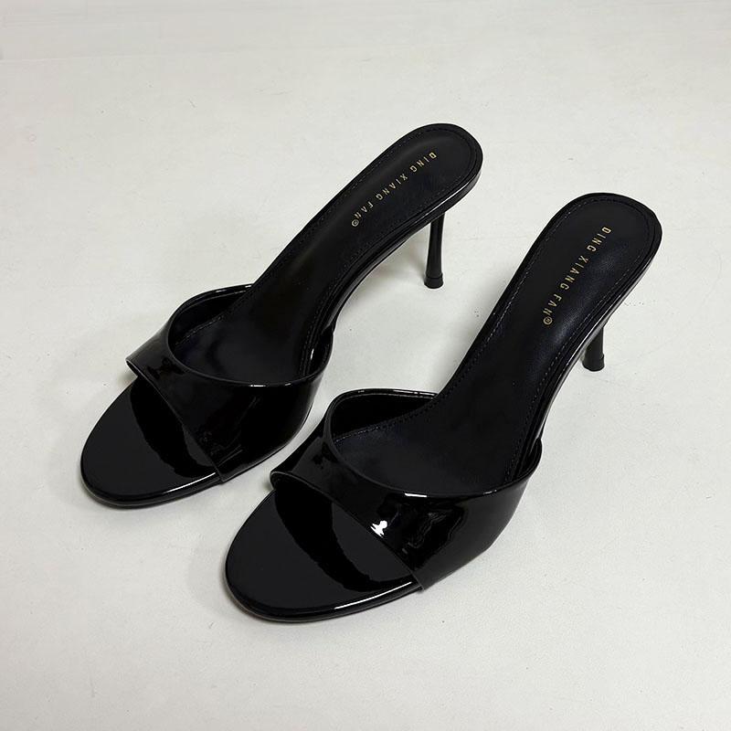 Fashion Heeled Footwear Female Slides Women Slippers Summer Spring Fashion Round Toe Ladies Thin Heels Slippers Sandals Pumps Shoes