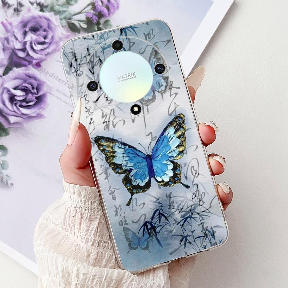 For Honor X9b 5G Case Flowers Butterfly Painted Cover Soft Silicone Casing For Honor X9 X9 b HonorX9b 5G Phone Case