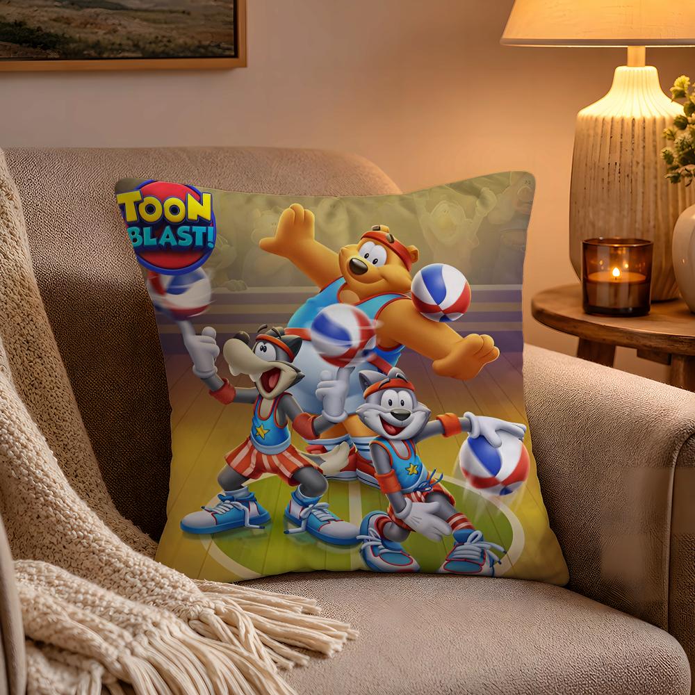 Kwaii Anime Ttoon Bblast Pillow Case Soft Plush Cushion Cover Double Print and Invisible Zipper for Sofa Home Car Use