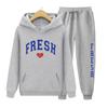 Women Hoodie set European Size Plus Fashion Printed Sports Hoodie, Autumn And Winter Fleece Insulation Hooded Set